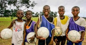 Kids playing football, Kids smilling
